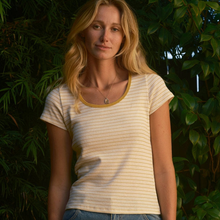 Mollusk Scoop Ribsy Tee Butter Yellow Stripe