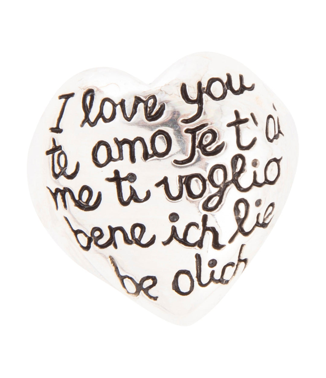 Sterling Silver Engraved Heart Statement Ring