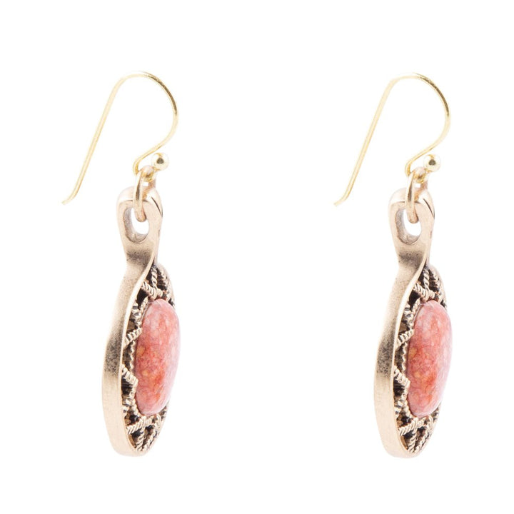 Sun Orange Sponge Coral Golden Drop Earrings