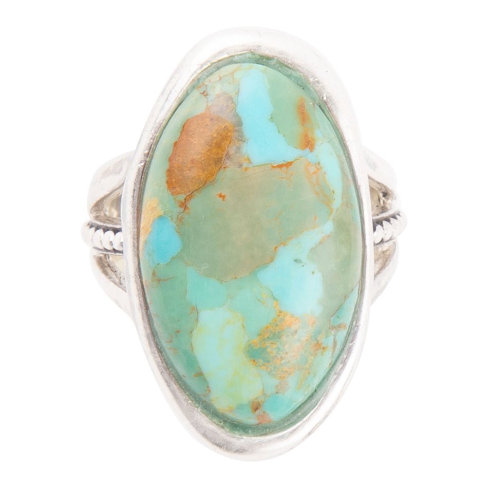 Blue Turquoise and Sterling Silver Oval Ring