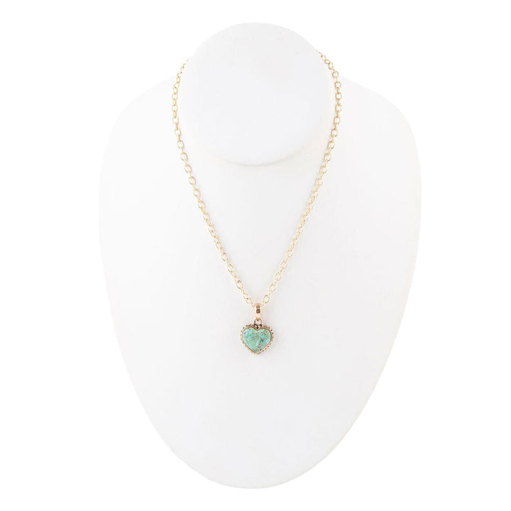 Turquoise Heart Pendant and Bronze Necklace