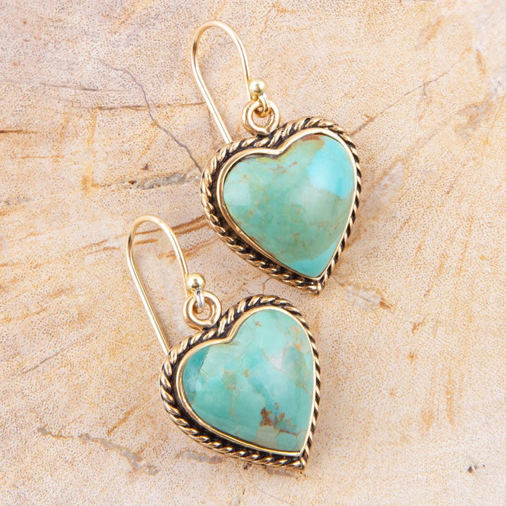 Blue Turquoise Rope My Heart and Golden Earrings