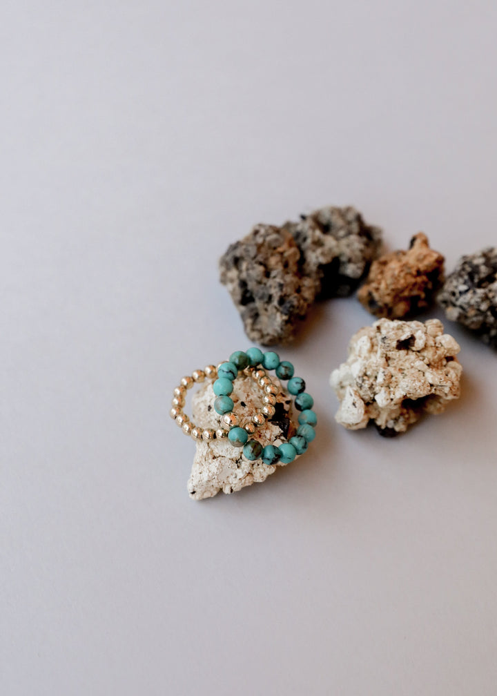 14k Gold Filled || Beaded Stretch Ring || Stackable