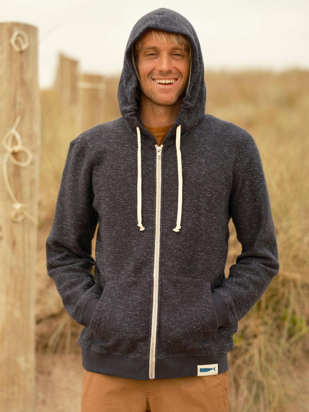 Mollusk Whale Patch Zip Up Faded Navy