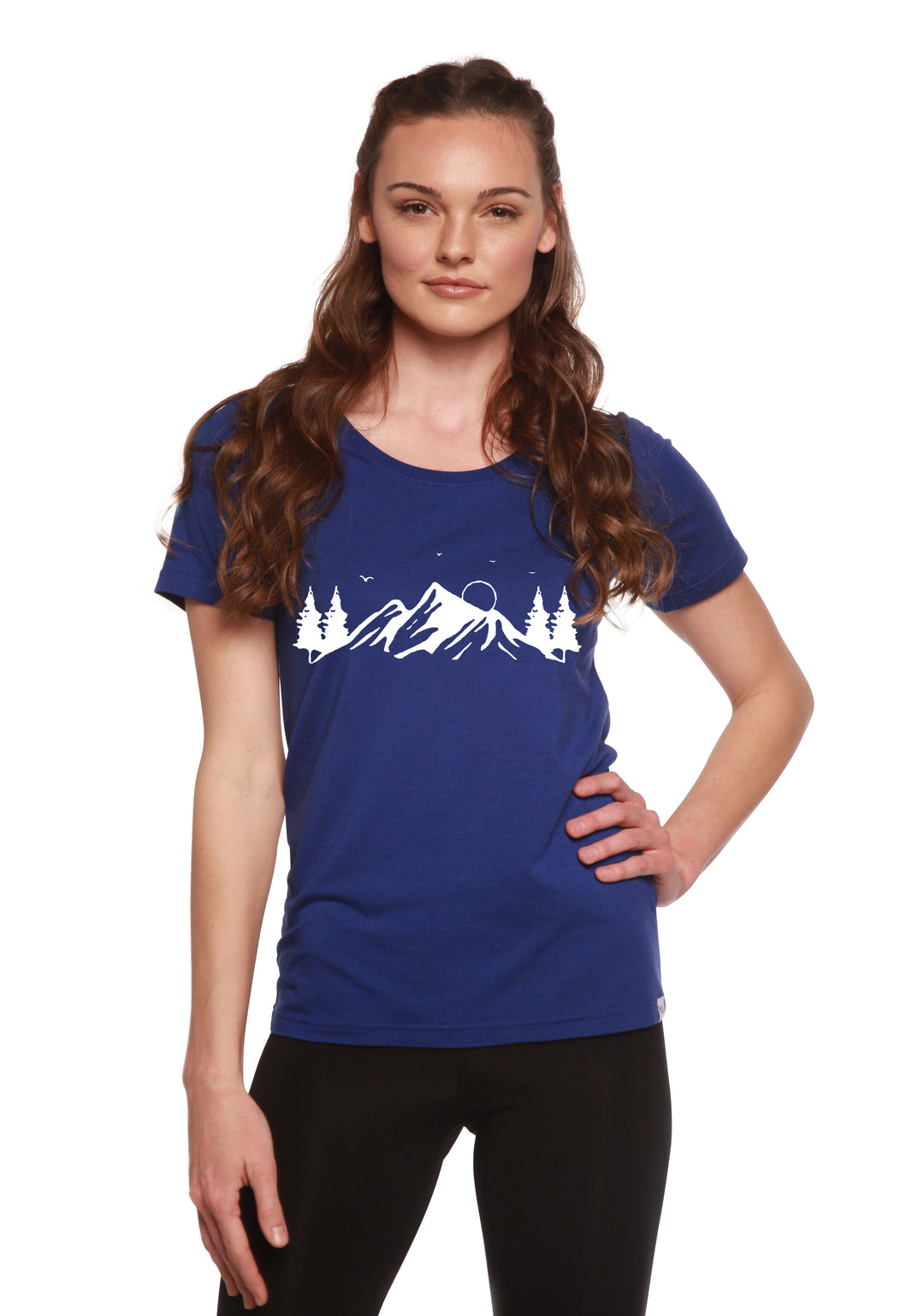 Women's Bamboo/Cotton Short Sleeve Scoop Neck T-Shirt with Print Mauna Kea