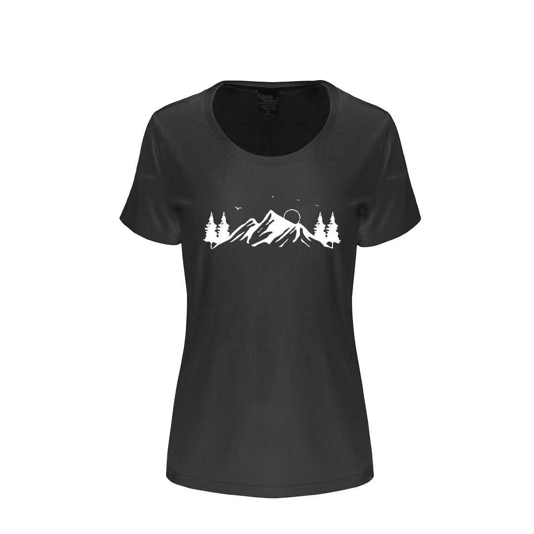 Women's Bamboo/Cotton Short Sleeve Scoop Neck T-Shirt with Print Mauna Kea
