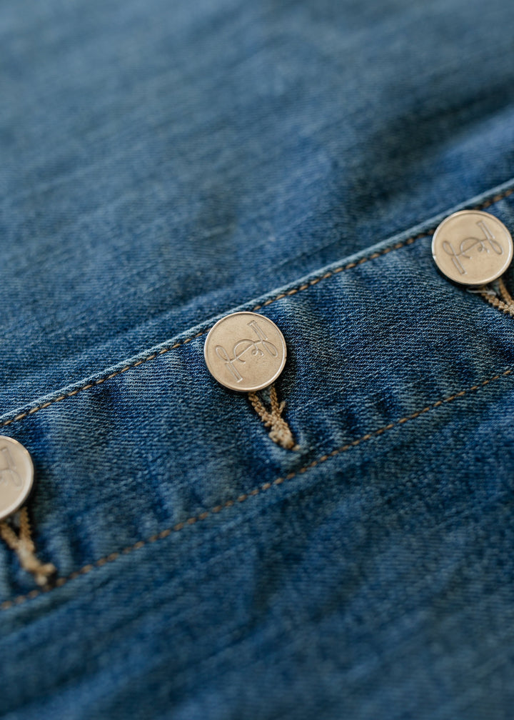 Zana Front Button Denim Midi Skirt