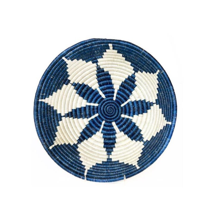 woven bowl blue handmade