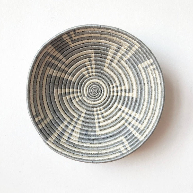 Light gray and white handwoven bowl by Amsha