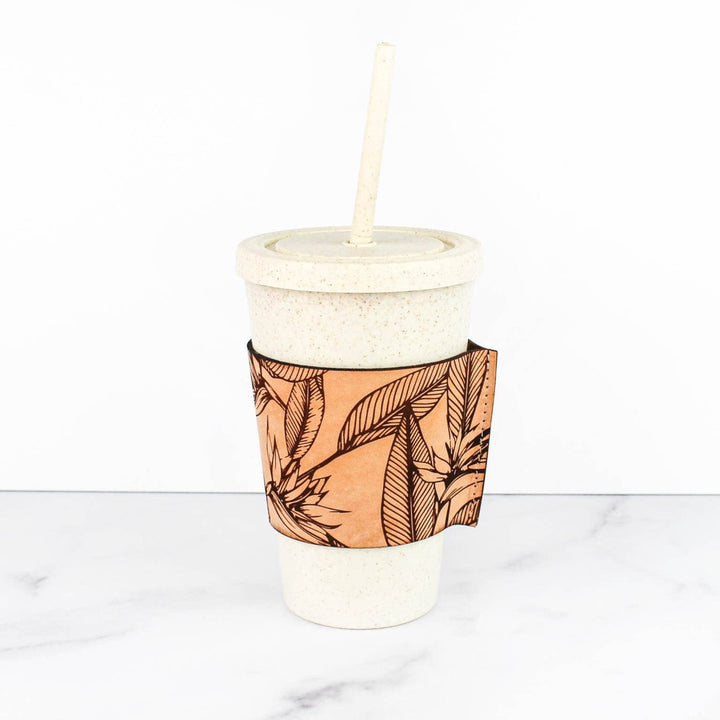 eco travel cup with leather case
