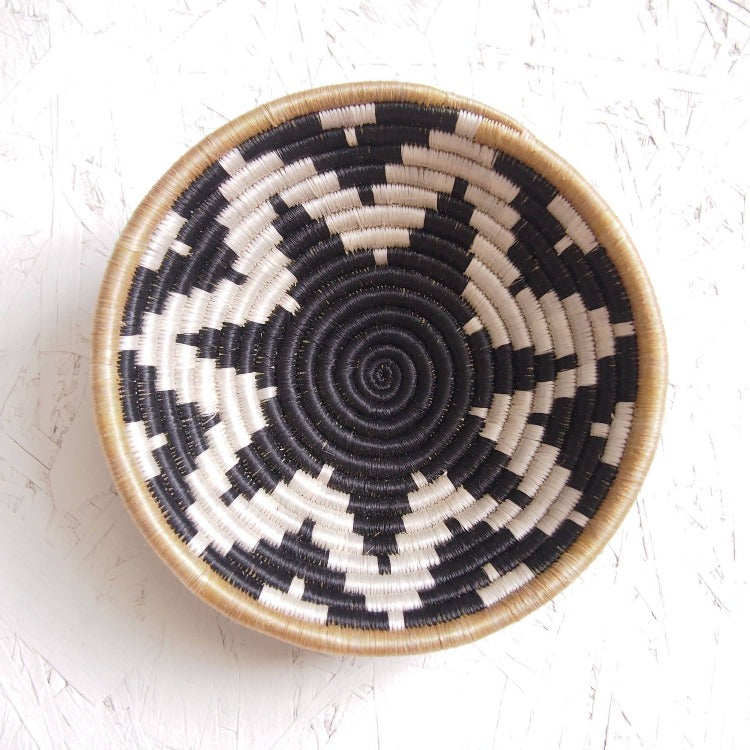 Black and white handwoven bowl 
