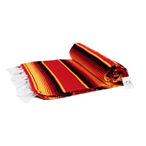 Mexican Falsa Blanket Serepe Throw Authentic Handwoven Saddle Multi-Use For Yoga, Beach, Camping And Picnics - Durable Outdoor Indoor. 60% Cotton. (Orange - View #8