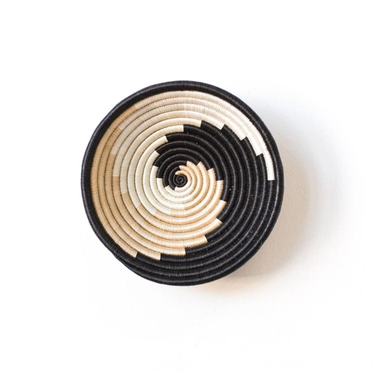 black and tan handwoven bowl by Amsha