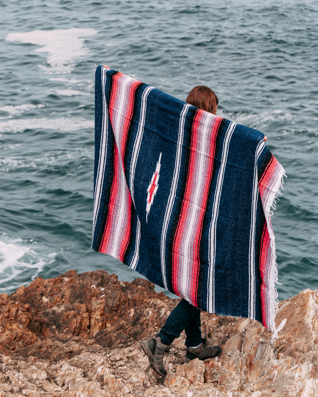 Aegean Blue & Pink Baja Diamond Blanket