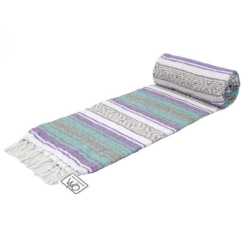 mexican blanket handmade mint purple grey