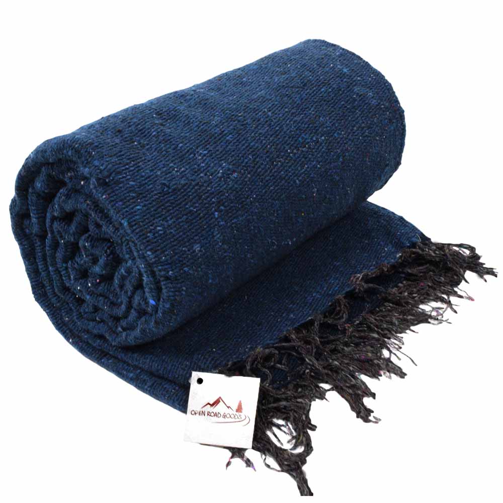 solid blue meditation blanket