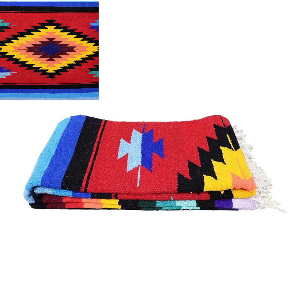 Aztec Blanket | Red Southwest Mexican Blanket | Thick & Heavy | Throw ...