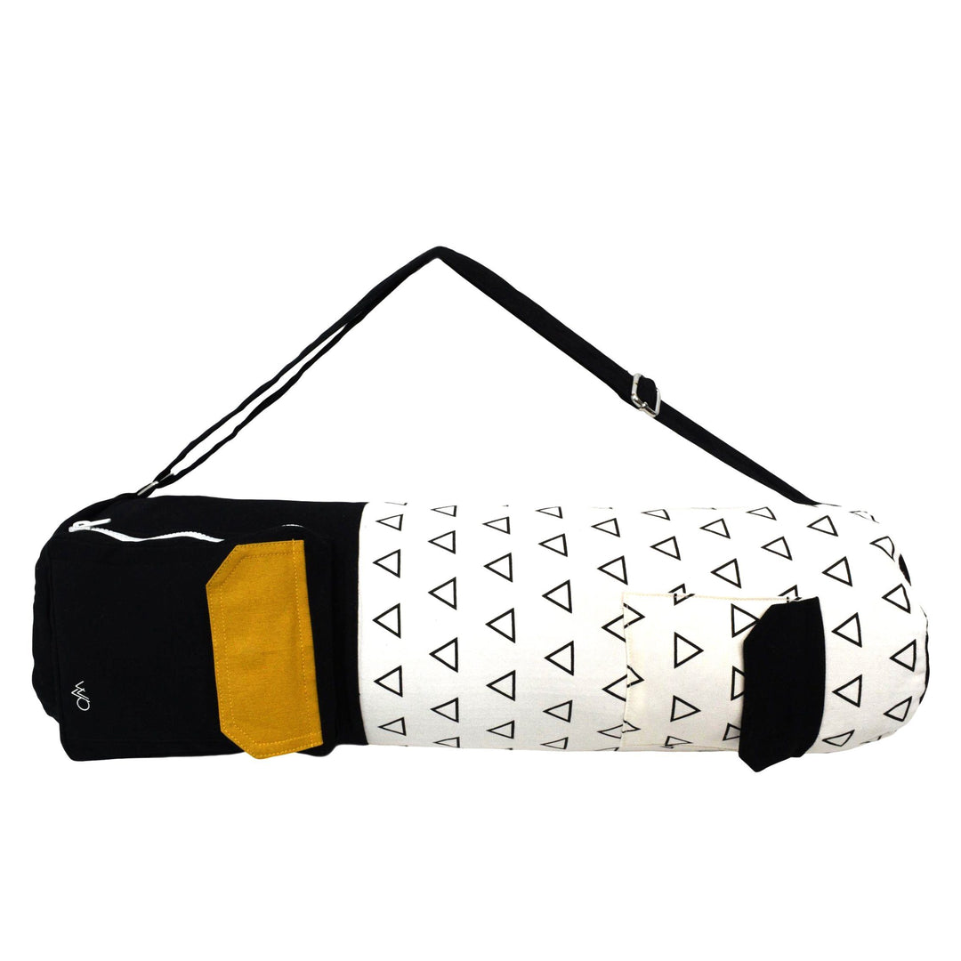 New Black And White Hippie Large Yoga Mat Carrier Gym Bag with