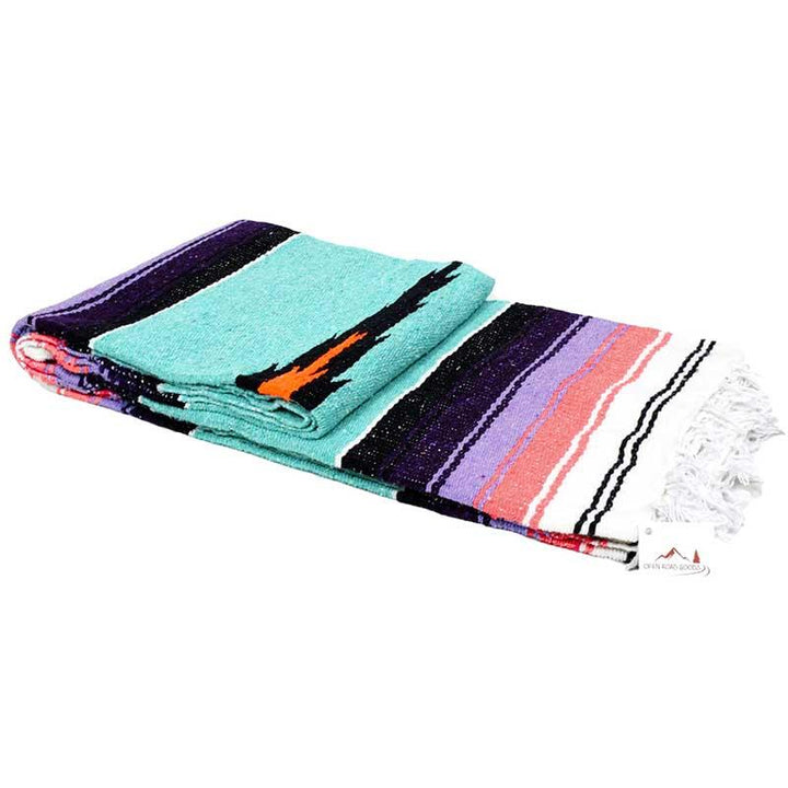 Diamond Yoga Blanket in Mint, Coral, & Pastel Purple Baja Blankets West Path 