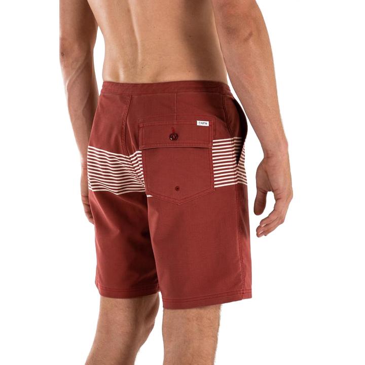 Red and White Striped Swim Trunks