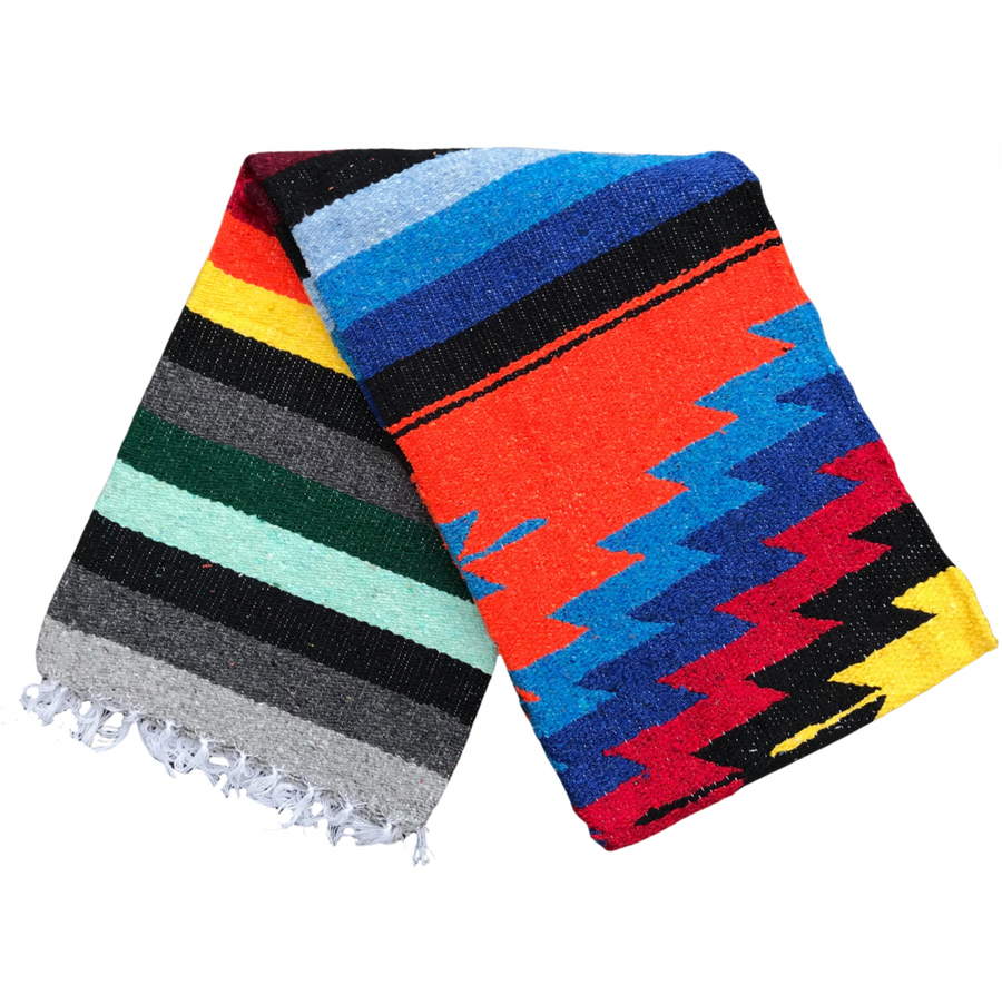 Orange Mexican Blanket Aztec Diamond Southwest Decor Authentic