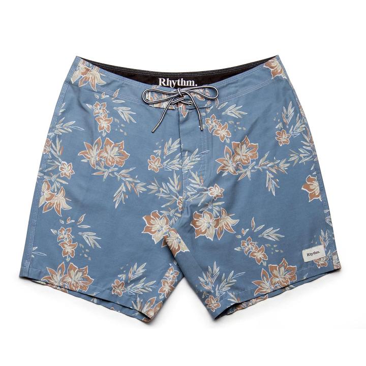 Hawaiian Print blue board shorts