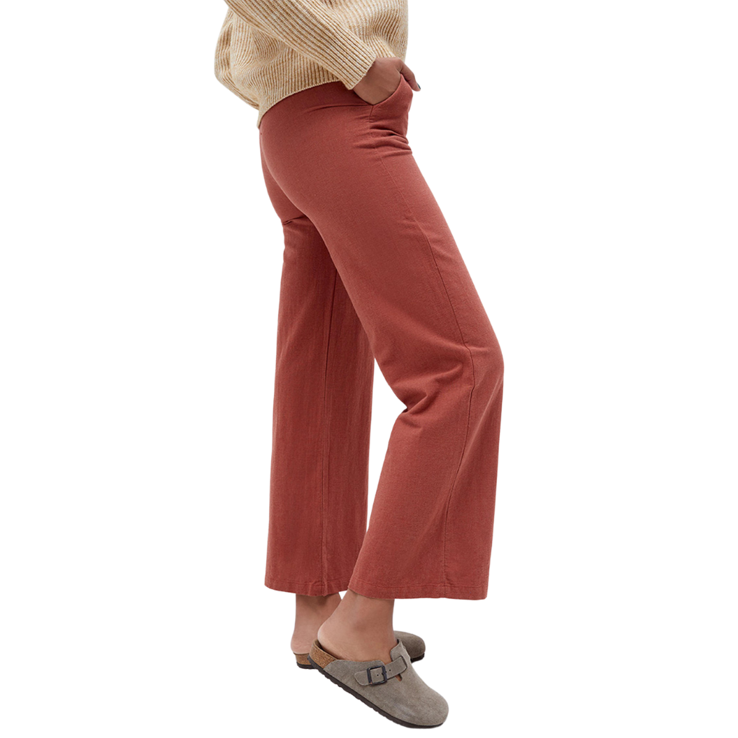Rhythm's Classic Wide Leg Pant in Baked Clay for Women