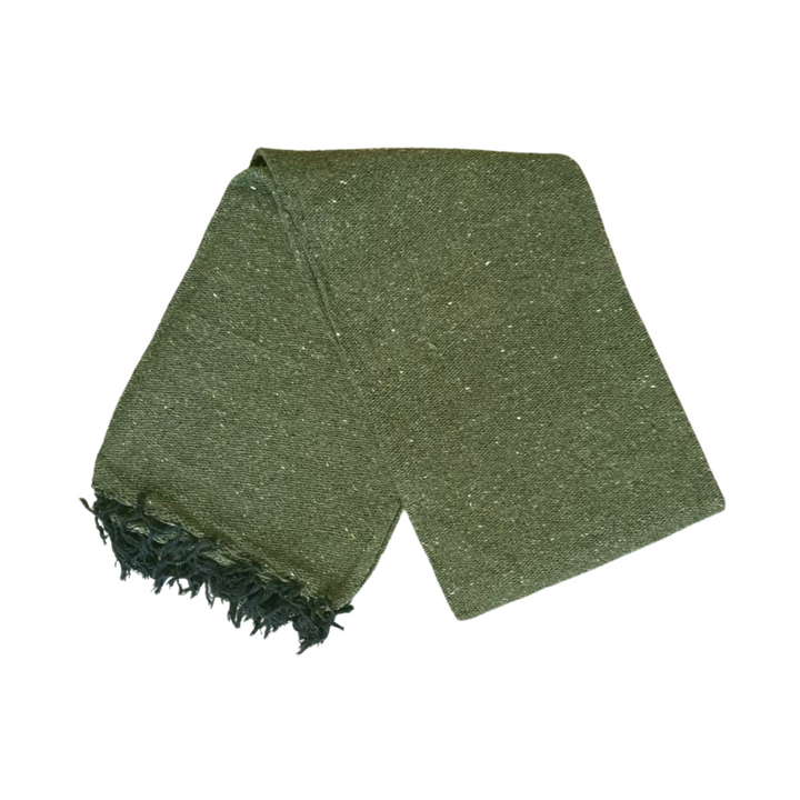 Solid Olive Green Mexican Blanket