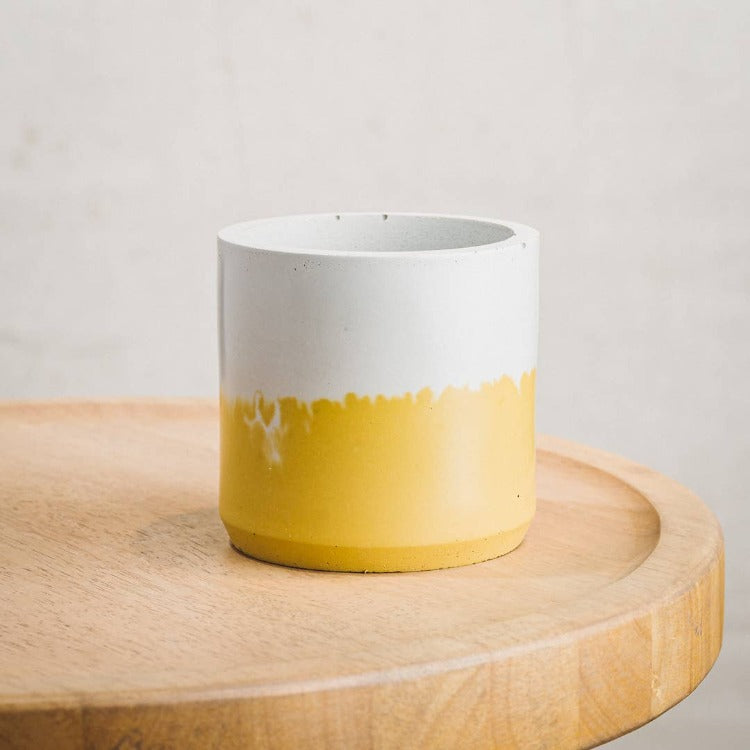 Classic Cement Planter in Yellow and White by Cord + Iron 