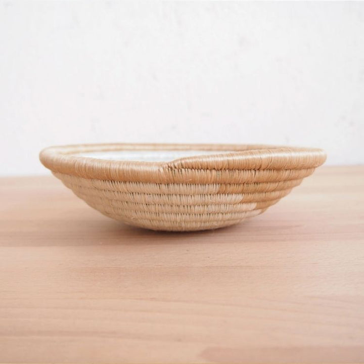 tan and white handwoven small bowl by Amsha