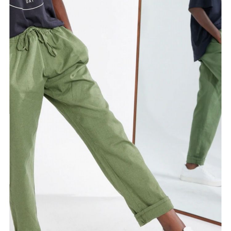 Known Supply linen pant in olive green  