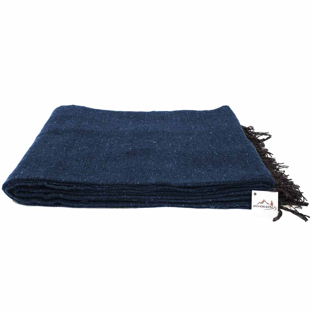 solid blue mexican yoga blanket