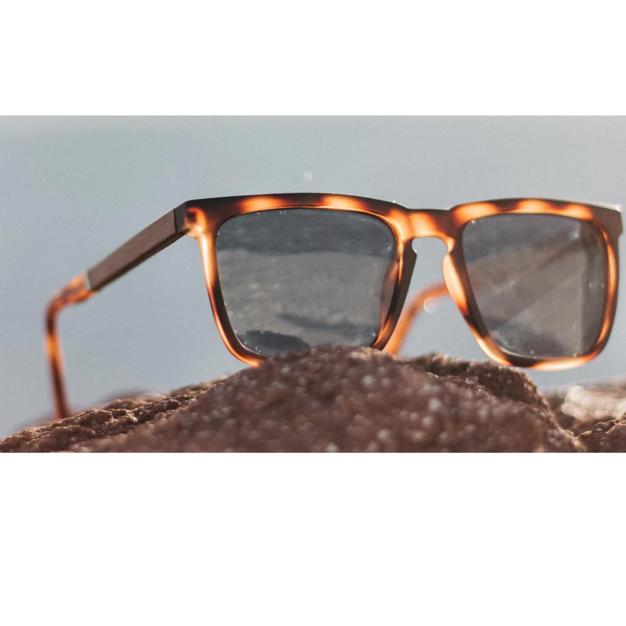 eco-friendly sunglasses in matte tortoise