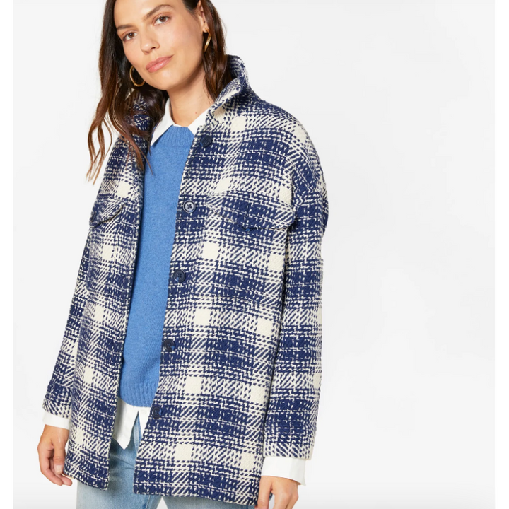 Women's Cloud Weave Shirt Jacket by Outerknown in Birch Optic Plaid