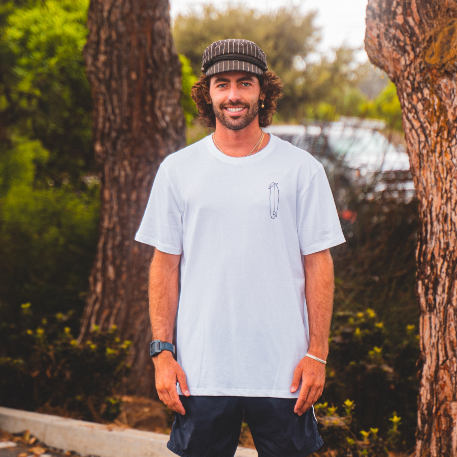 Surfer Beach T Shirt, White - Organic Cotton for men 