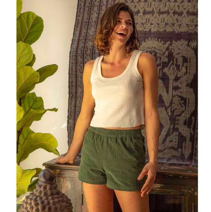 Corduroy Shorts - Forest Green