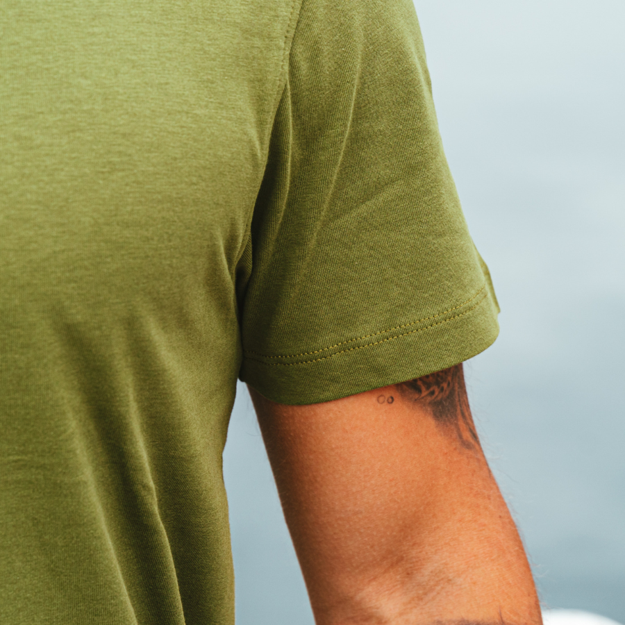 100% cotton olive green t-shirt