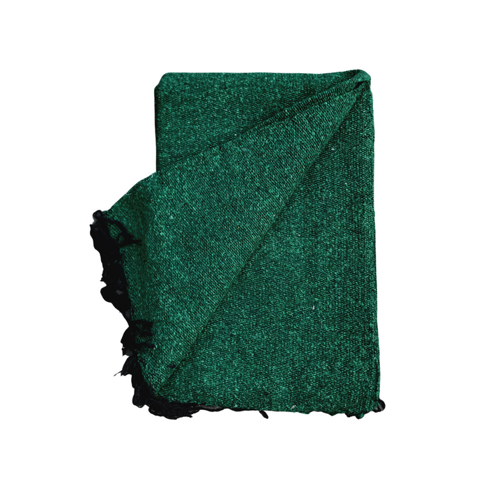 Solid Dark Green Mexican Blanket