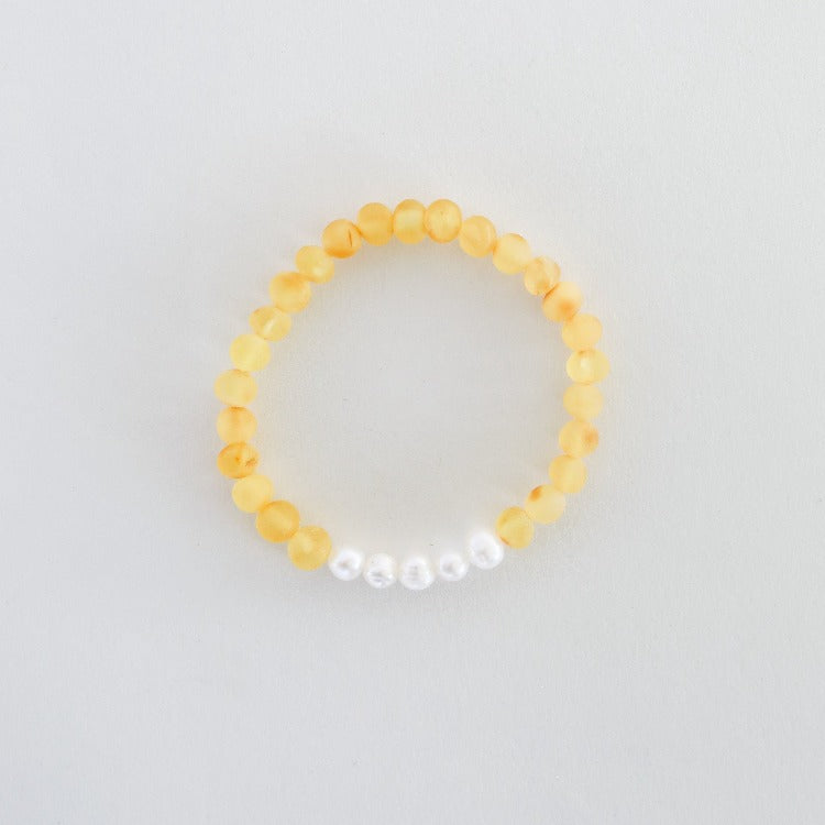 CanyonLeaf's Raw Honey Amber and Pearls Bracelet