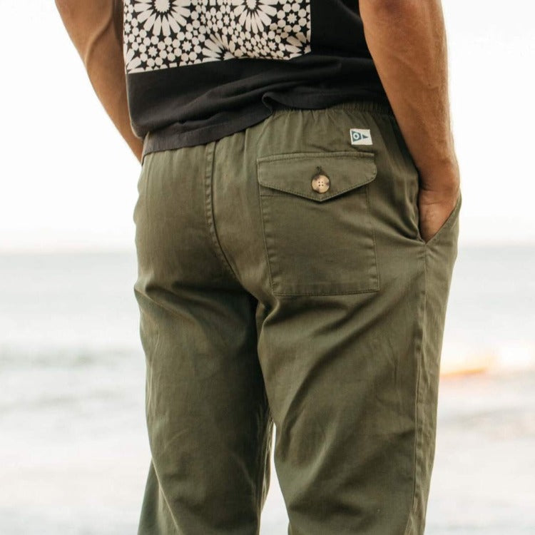 Mollusk's mens joggers in faded green 
