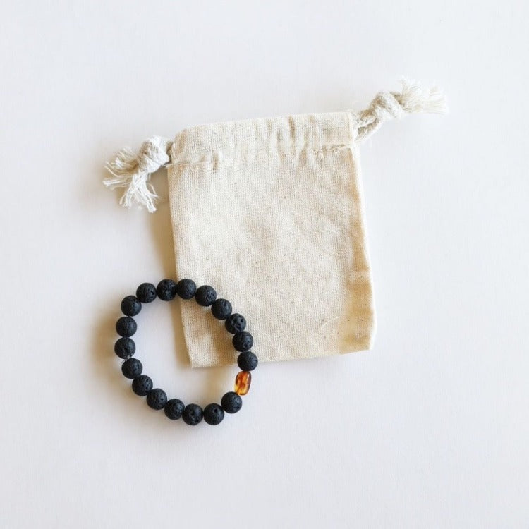 Natural lava and amber bracelet by CanyonLeaf