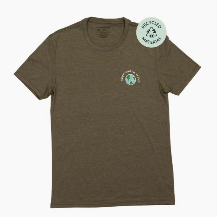 Olive Green tee made of recycled materials by Keep Nature Wild