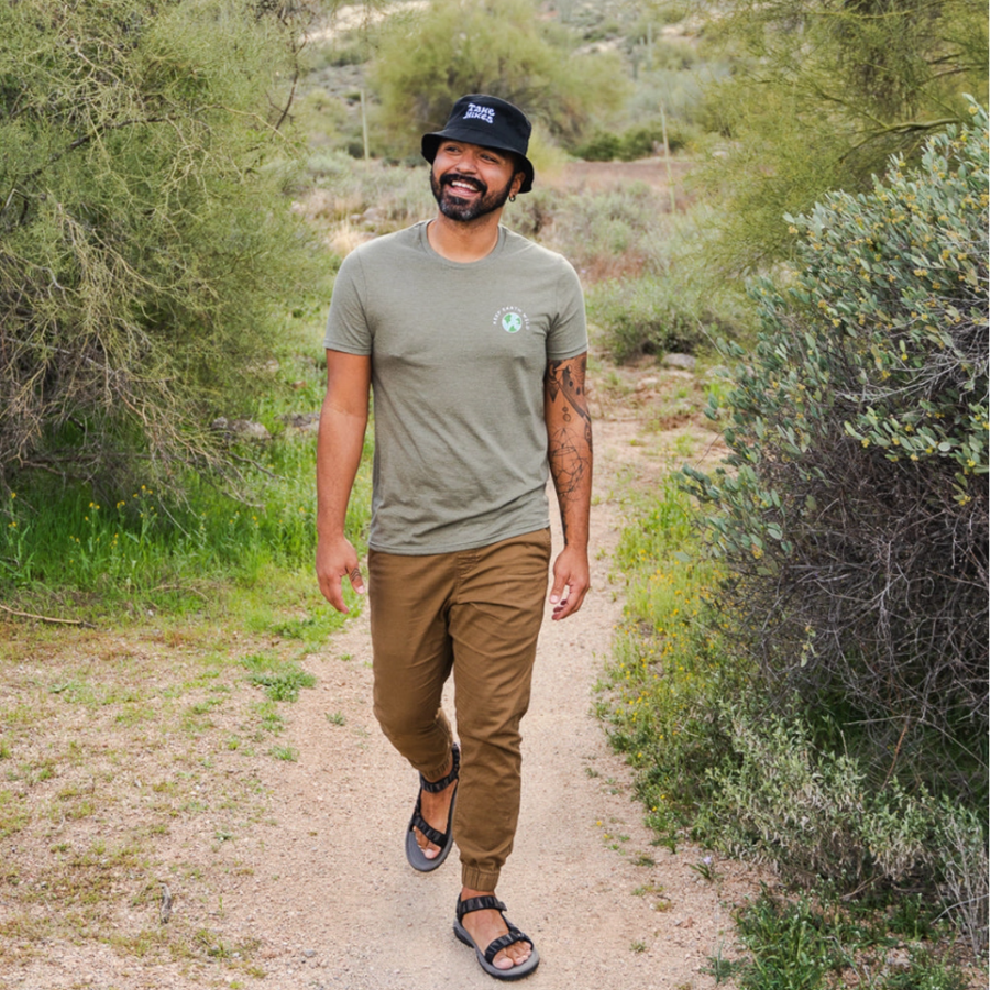 Eco friendly unisex tee in olive green