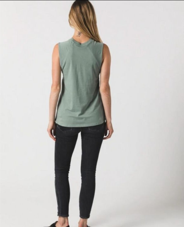 Women's Muscle Tank in Sage by Known Supply 