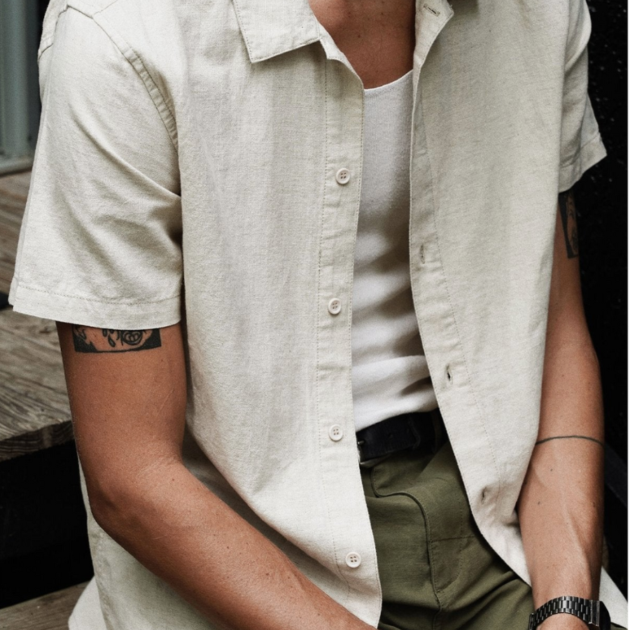 Men's linen shirt in white