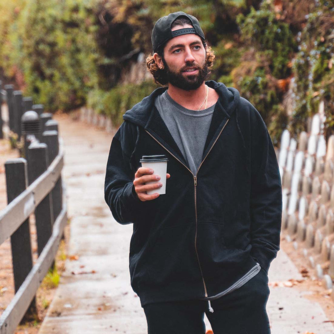 Men's Organic Zip-Up Hoodie Black