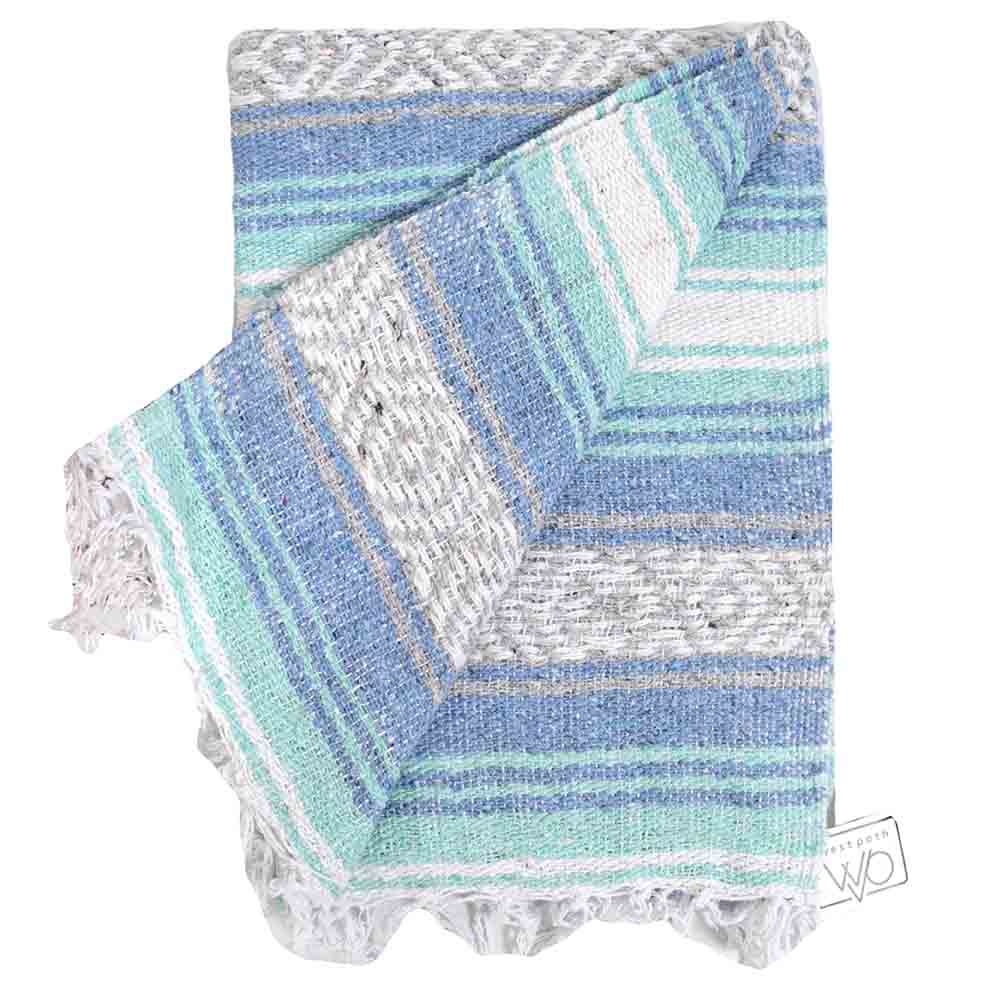 Mint Blue Ocean Mexican Falsa Yoga Blanket