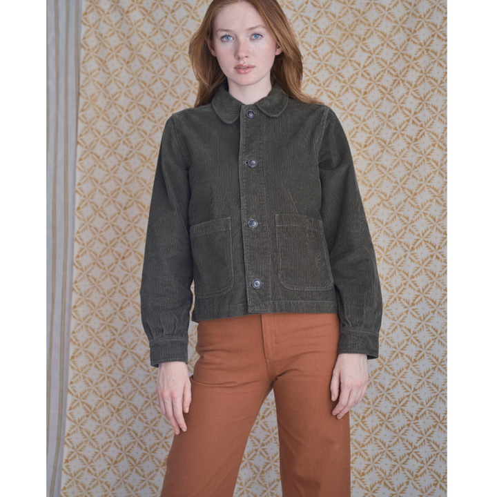 Olive Green Corduroy Jacket for women by Mollusk