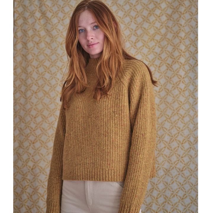 Teddy Sweater for women in bee keeper yellow by Mollusk