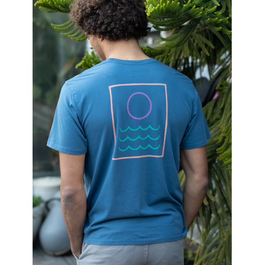 100% cotton tee for men in blue by Mollusk